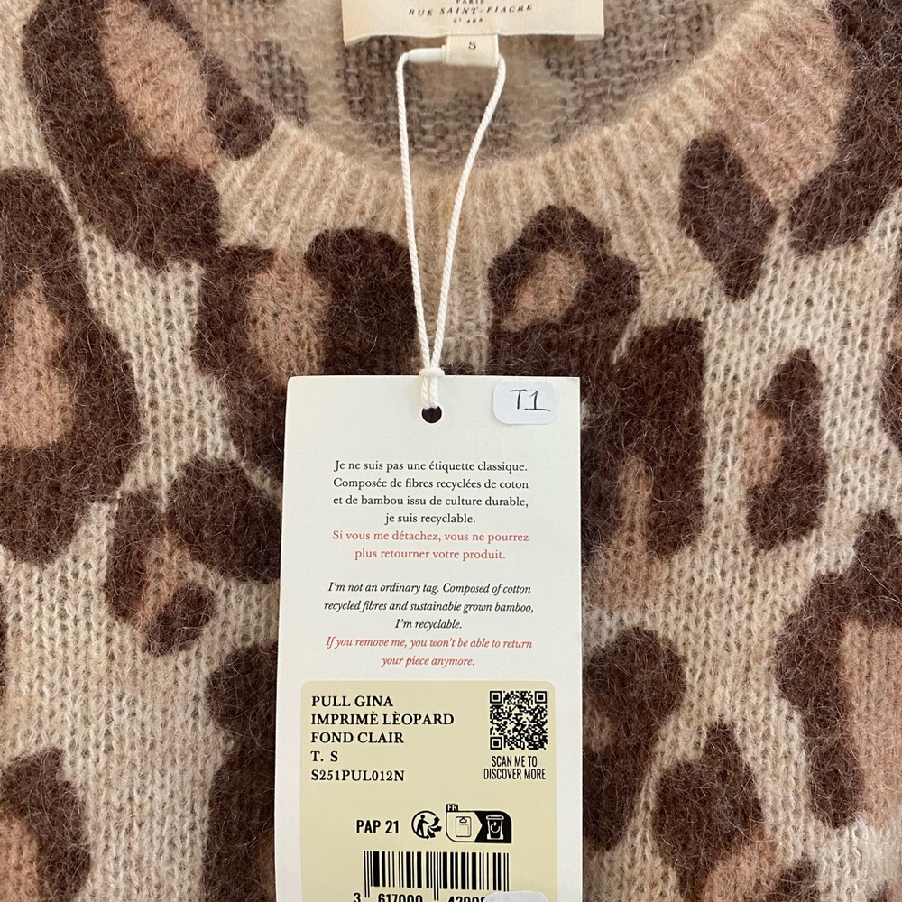 Sezane Leopard Print Sweater - Brown and Tan - Picture 2 of 3